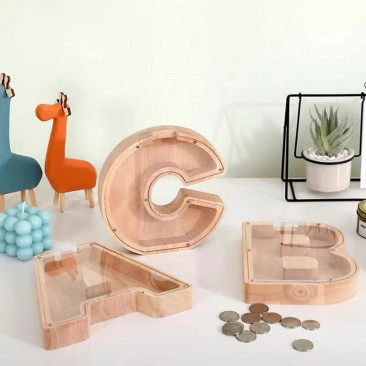 Twenty-six Letter Wooden Piggy Bank